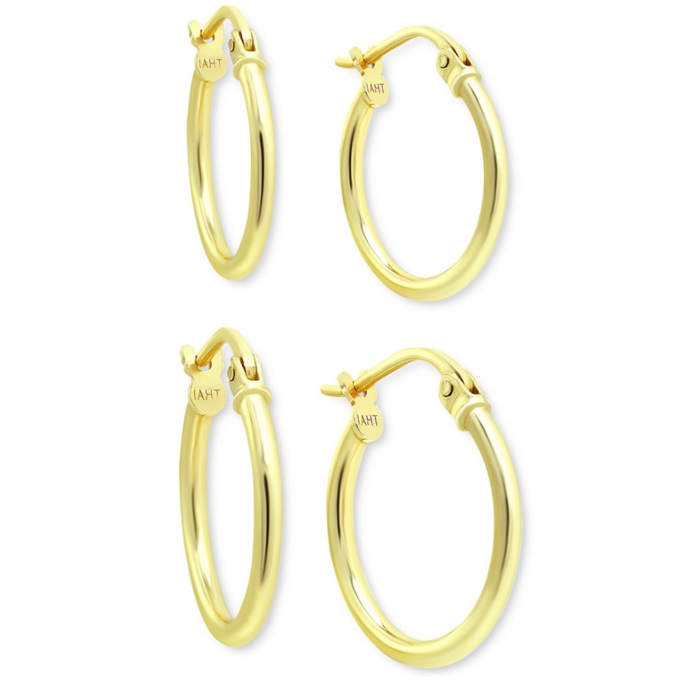 Giani Bernini 18k Gold Plated Hoop Earrings - 2 sets